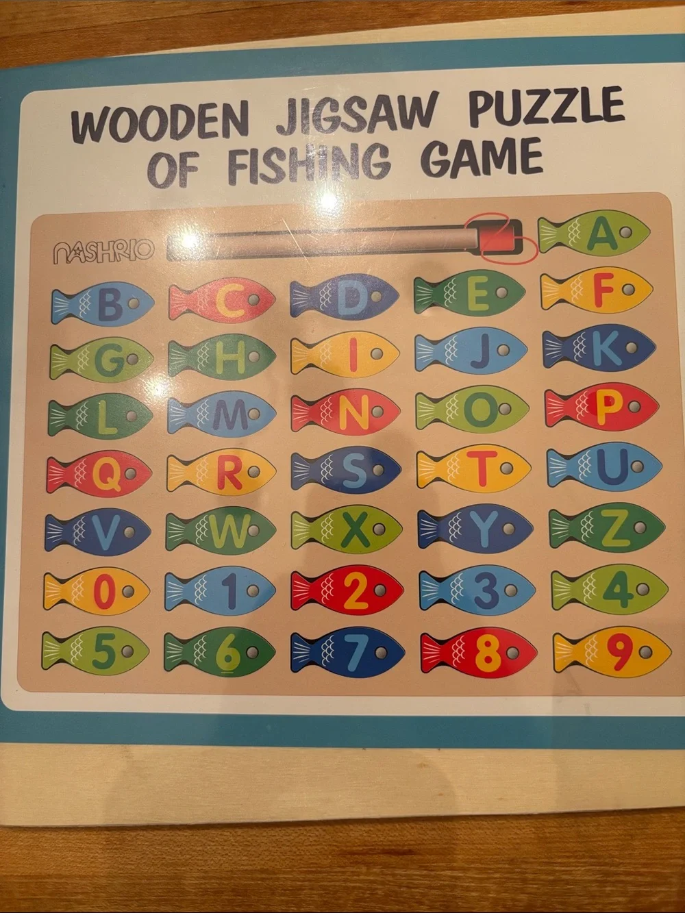 36 Piece Magnetic Wooden Fishing Alphabet & Numbers Puzzle Game Toy New Unopened